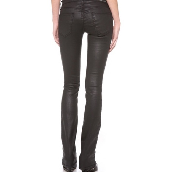 Current/Elliott The Slim Boot Black Coated Jeans Size 26 - Picture 2 of 12